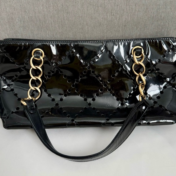 Chanel Perforated Patent CC Tote w/COA - Picture 2 of 9